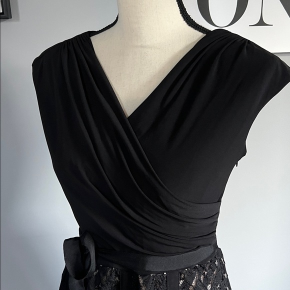 SL Fashions Black Lace Midi Dress - Picture 2 of 11